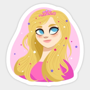 Cute Girl Cartoon Princess Design Sticker